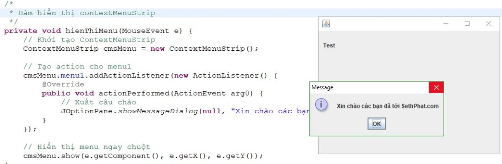 ContextMenuStrip trên Java Swing